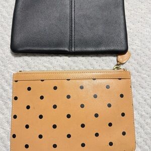 Jcrew Black and Tan Polka Dot Clutch Set